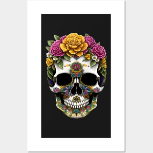 Sugar Skulls and Flowers Posters and Art